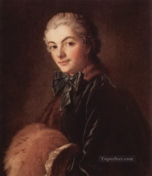  Boucher Canvas - Portrait of a Lady with Muff Francois Boucher